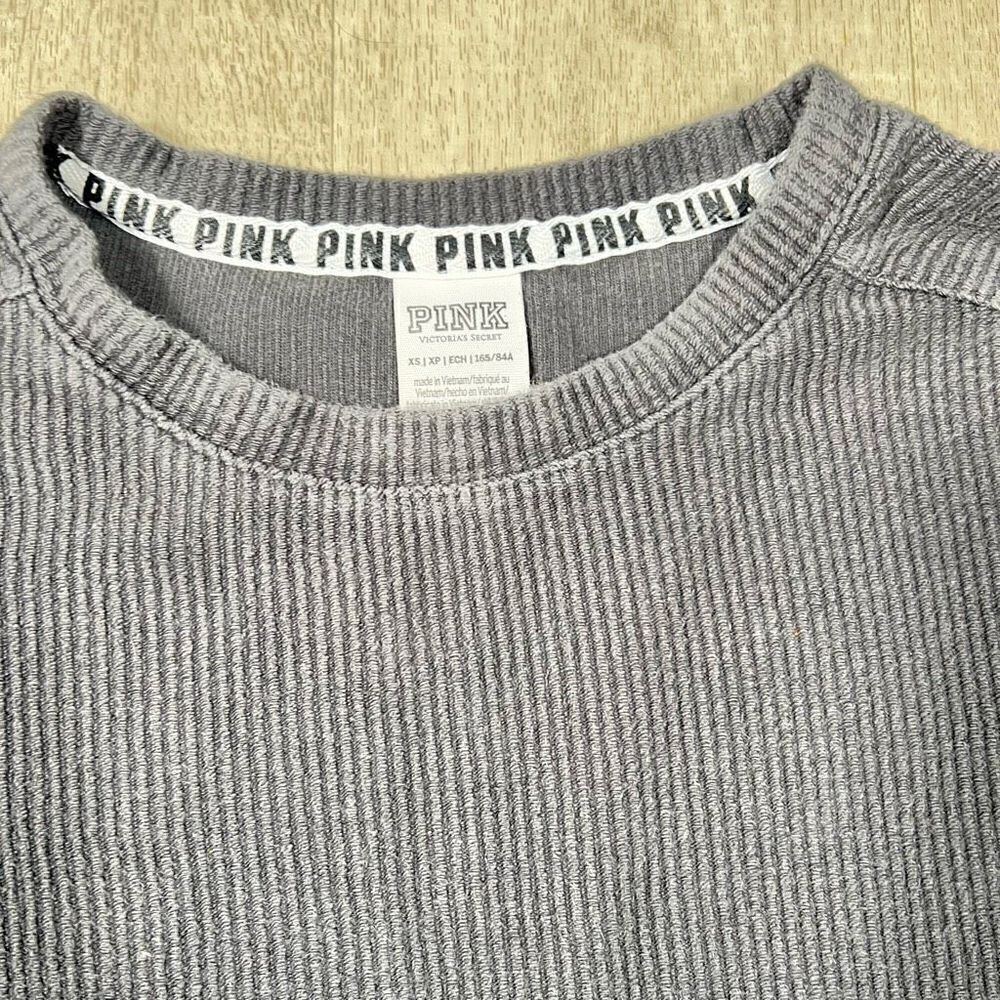 Victoria's Secret PINK Washed Campus Ribbed Crewneck Long Sleeve Pullover XS - Picture 5 of 13